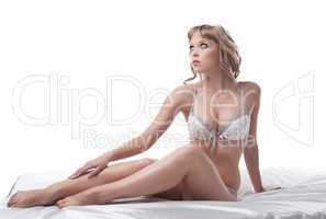 Image of attractive blonde posing in lingerie