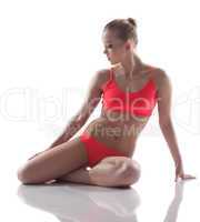 Image of slim athletic girl posing in studio