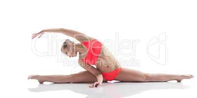 Young beautiful woman sitting on split