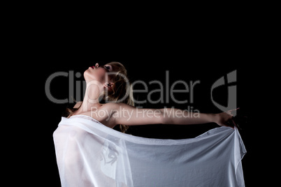 Portrait of sensual young woman isolated on black