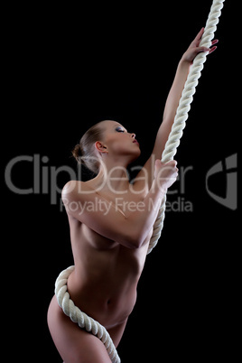 Image of sexy girl posing nude with rope