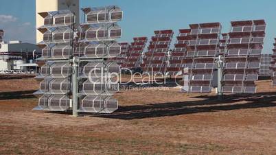 Reflectors of solar power station. Close up