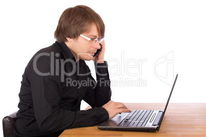 Business man working on a laptop