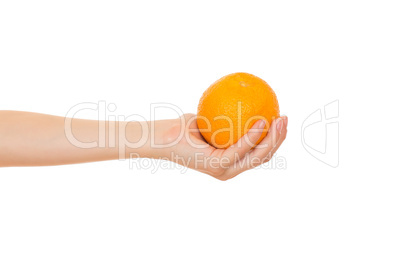 Orange in a hand