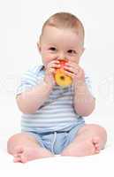baby eating apple