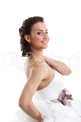 Portrait of happy young bride, close-up