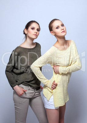 Image of young pretty women in casual clothes