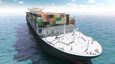 Cargo container ship in a sea