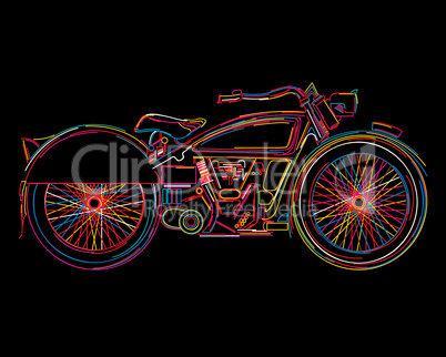 vintage motorcycle sketch