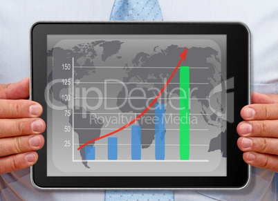 Businessman with Chart on Tablet PC