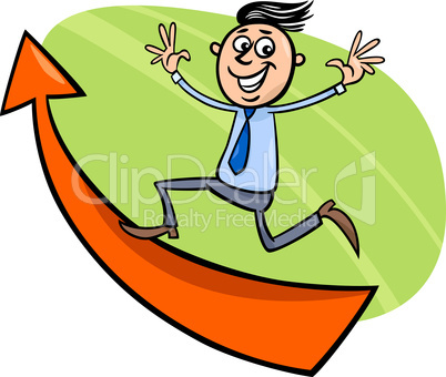 businessman with arrow cartoon