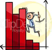 businessman on chart cartoon