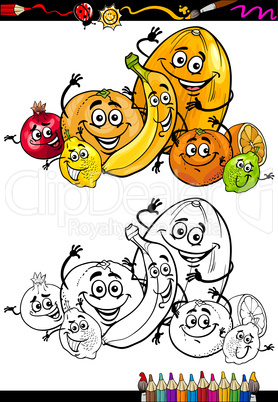 cartoon citrus fruits for coloring book