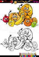 cartoon citrus fruits for coloring book