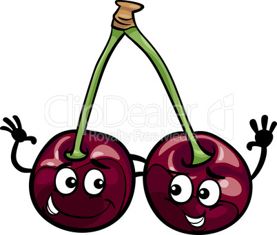 black cherry fruits cartoon illustration