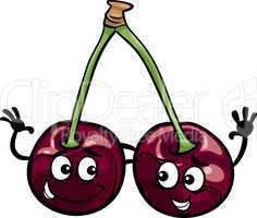 black cherry fruits cartoon illustration
