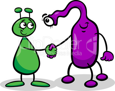 aliens or martians cartoon illustration