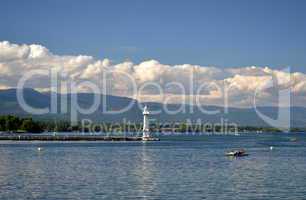 Lake Geneva and lighthouse