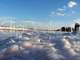 landscape of extraction of salt in salty lake sivash