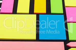Set of multicolored paper sticky stickers