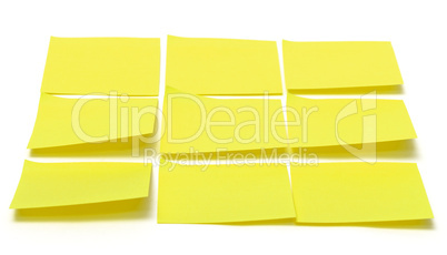 Set of yellow paper sticky stickers