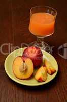 Juice with fresh peaches