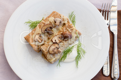 Salty pancakes with mushrooms