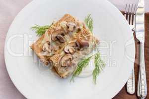 Salty pancakes with mushrooms