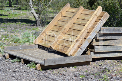 Wooden Pallets in the field