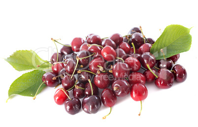 cherries and leaf