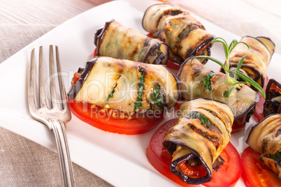 baked eggplant with vegetables