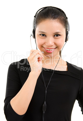 Telemarketing headset woman