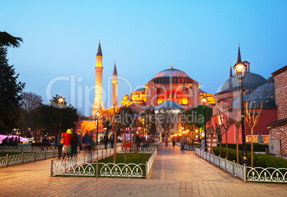 hagia sophia in istanbul, turkey early in the evening