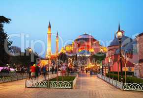 hagia sophia in istanbul, turkey early in the evening