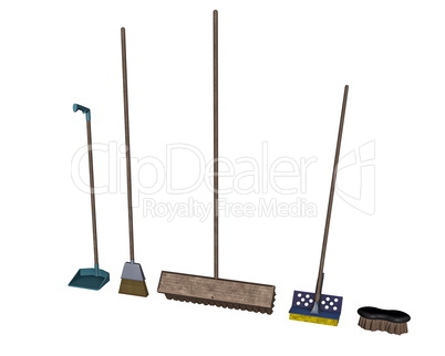 Domestic tools for cleaning - 3D render