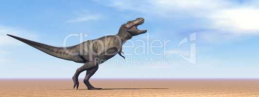 Tyrannosaurus dinosaur in the desert - 3D render