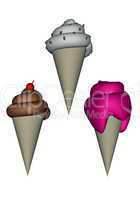 Ice cream cones - 3D render