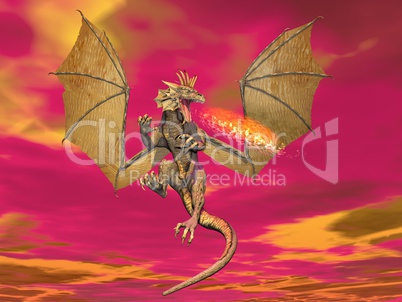 Fire breathing dragon - 3D render