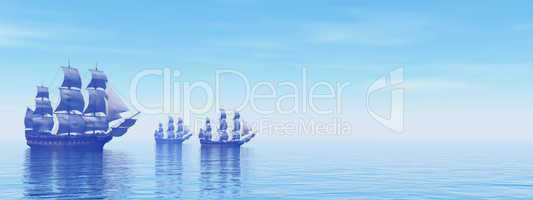 Old merchant ships - 3D Render