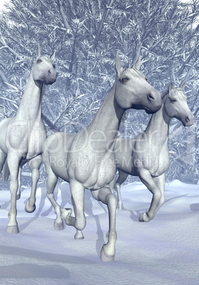 Horse in winter - 3D Render