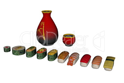 Sushi pieces collection - 3D render