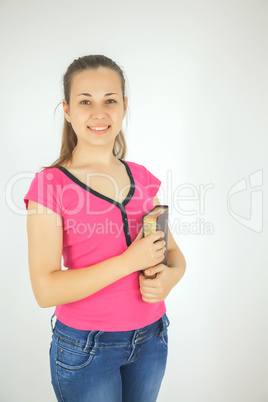 young attractive lady with a book