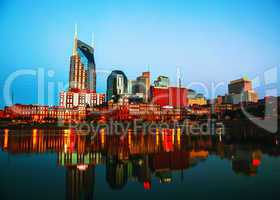 downtown nashville cityscape in the morning