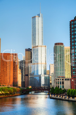 trump international hotel and tower in chicago, il in morning