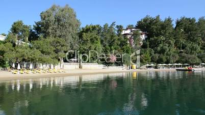 Beach on Mediterranean turkish resort, Fethiye, Turkey