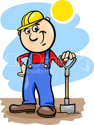 worker with spade cartoon illustration