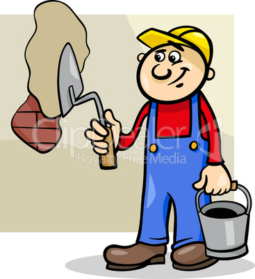 worker with trowel cartoon illustration
