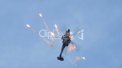 Apache AH-64 Helicopter looping with flares 11000