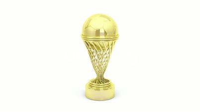 Golden football trophy