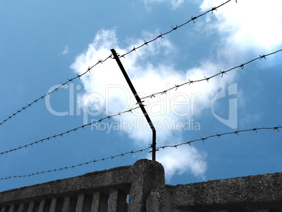 Fence with barbed wire